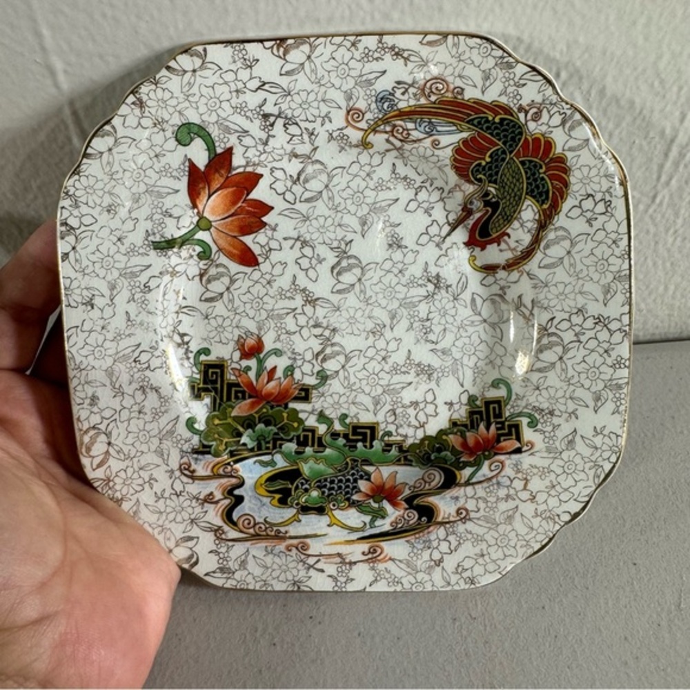 Pheonix Ware plate vintage made in England art deco floral lotus flower